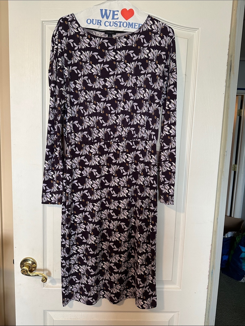Antler Women's Long Sleeve Floral Print Dress - purple, little yellow accents